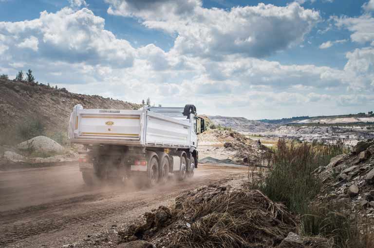 Three-way tipper at site