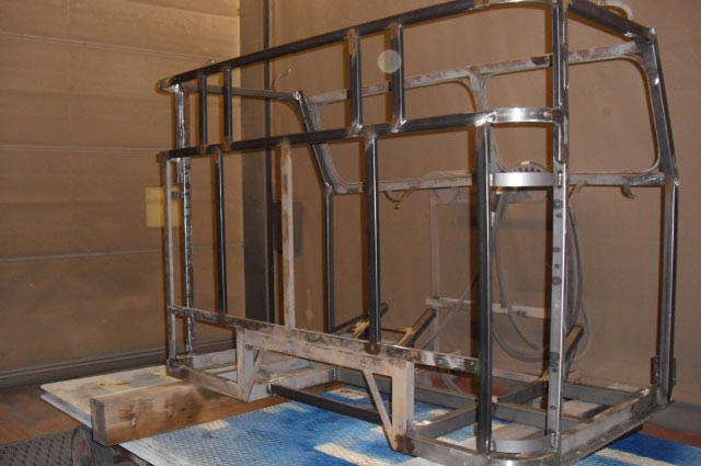 The restored cabin skeleton shortly before sandblasting and primer-coating.