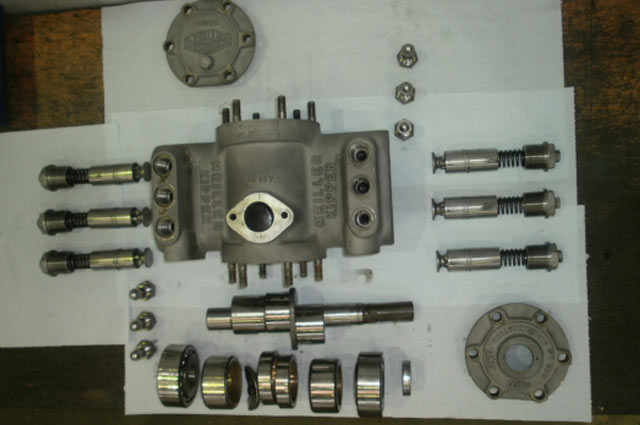 All tipper pump parts disassembled